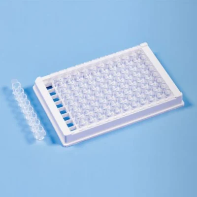 Piastra Elisa sterile trasparente da 96 pozzetti da 0,1 ml 0,2 ml 8 strisce